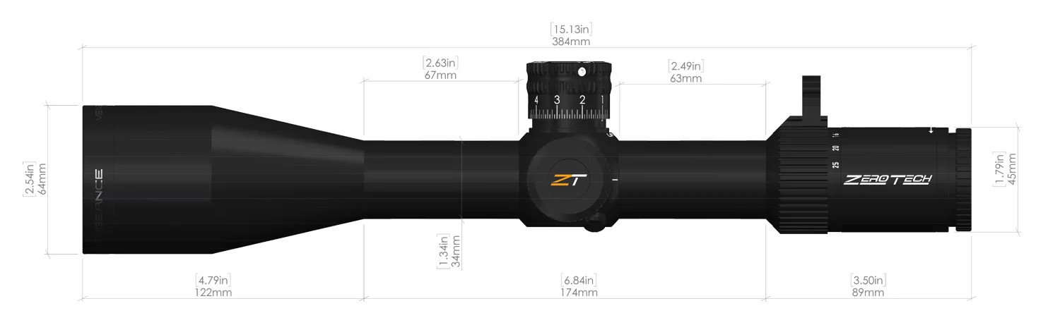 5 25X56mm Vengeance RMG Riflescope Dimensions 1