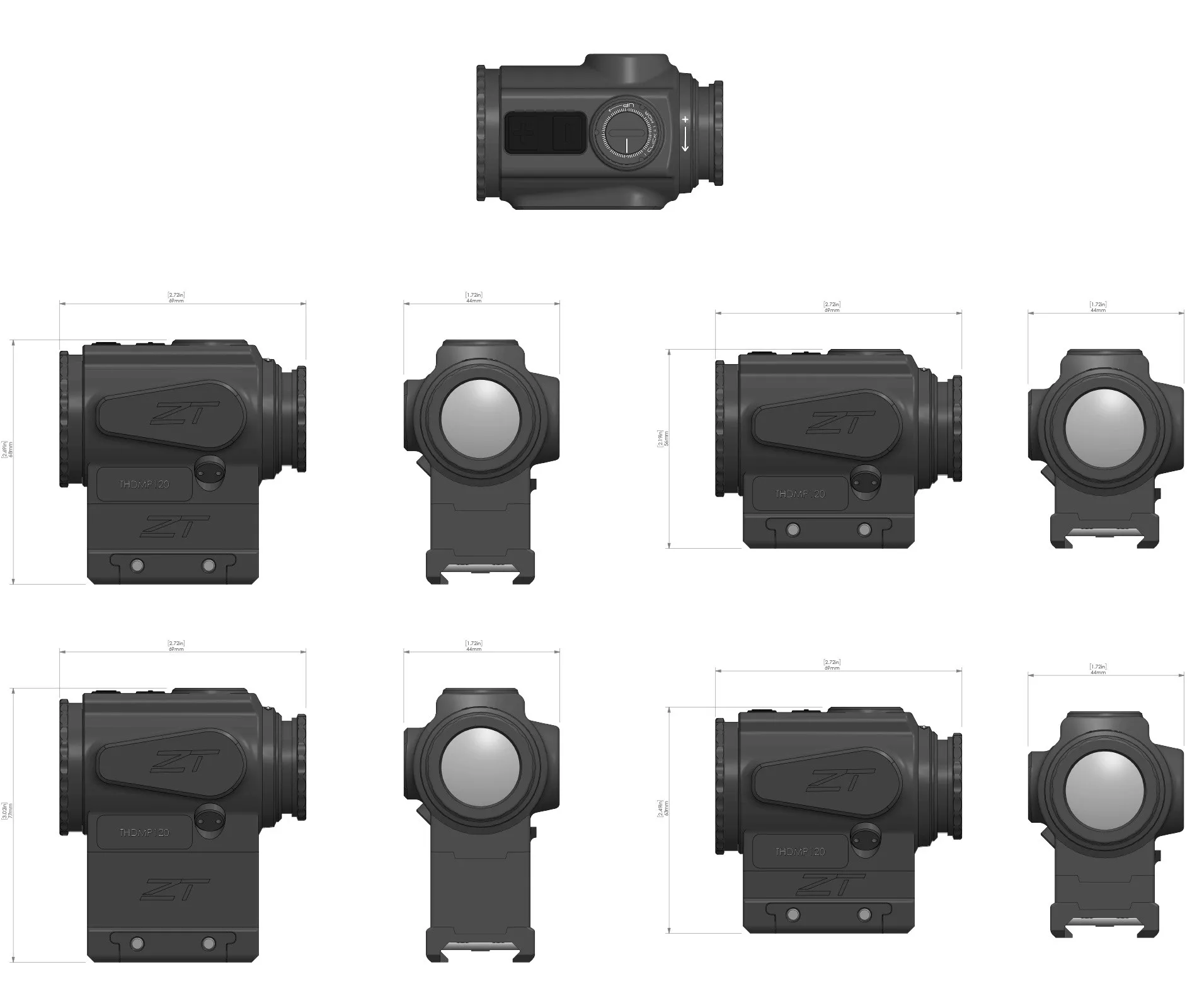 1x MICRO Prism Scope with Variable Mounting Heights - ZeroTech